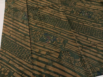 平和屋着物●上質な小紋　ろうけつ染め　草花文　正絹　逸品　AABH6814ph