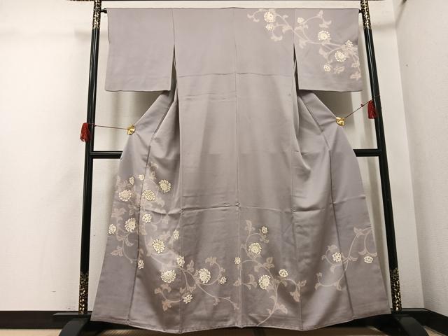 平和屋着物●訪問着　駒刺繍　更紗唐草文　金彩　正絹　逸品　AABH6815ph