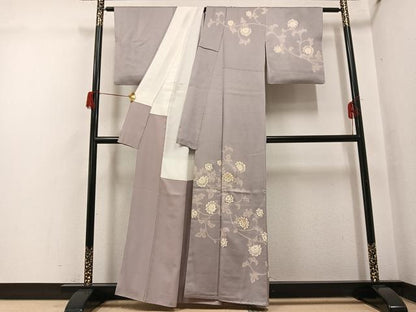 平和屋着物●訪問着　駒刺繍　更紗唐草文　金彩　正絹　逸品　AABH6815ph