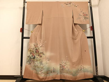 平和屋着物●訪問着　友禅　作家物　松華　花鳥文　暈し染め　金彩　正絹　逸品　AABH6816ph