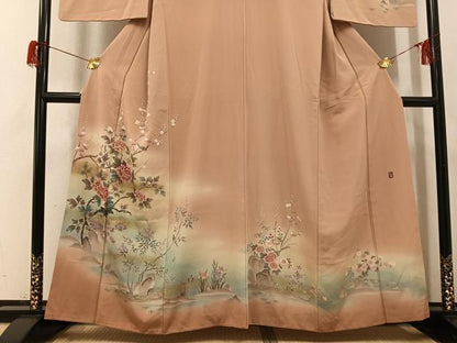 平和屋着物●訪問着　友禅　作家物　松華　花鳥文　暈し染め　金彩　正絹　逸品　AABH6816ph