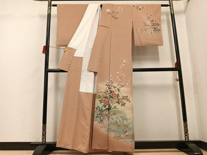 平和屋着物●訪問着　友禅　作家物　松華　花鳥文　暈し染め　金彩　正絹　逸品　AABH6816ph