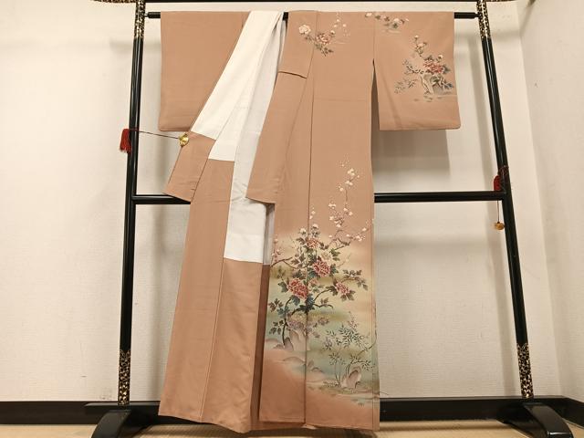 平和屋着物●訪問着　友禅　作家物　松華　花鳥文　暈し染め　金彩　正絹　逸品　AABH6816ph