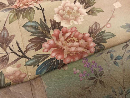 平和屋着物●訪問着　友禅　作家物　松華　花鳥文　暈し染め　金彩　正絹　逸品　AABH6816ph