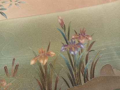 平和屋着物●訪問着　友禅　作家物　松華　花鳥文　暈し染め　金彩　正絹　逸品　AABH6816ph