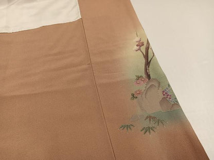 平和屋着物●訪問着　友禅　作家物　松華　花鳥文　暈し染め　金彩　正絹　逸品　AABH6816ph