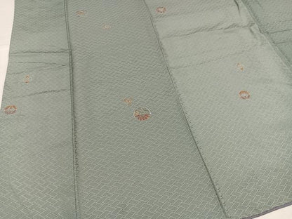 平和屋着物●友禅作家の巨匠　浅井青仁　小紋　草花文　金彩　正絹　逸品　AABH6817ph