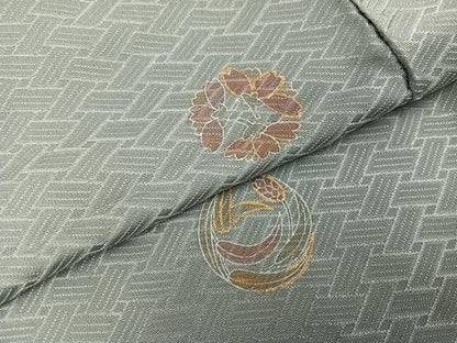 平和屋着物●友禅作家の巨匠　浅井青仁　小紋　草花文　金彩　正絹　逸品　AABH6817ph