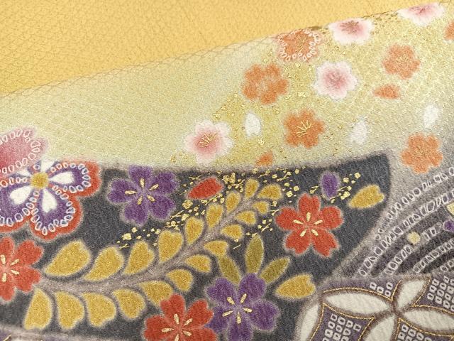 平和屋着物●豪華振袖　駒刺繍　雪輪花文　暈し染め　金彩　正絹　逸品　AABH6819ph
