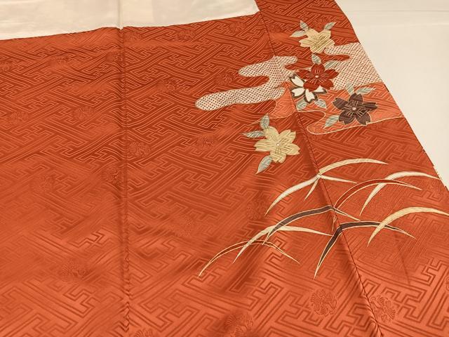 平和屋着物●豪華振袖　駒刺繍　草花文　金彩　正絹　逸品　AABH6825ph