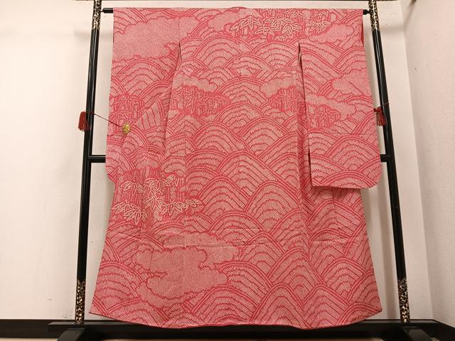 平和屋着物●豪華振袖　絞り　立波笹文　正絹　逸品　AABH6832ph 平和屋着物○豪華振袖 絞り 立波笹文 正絹 逸品 AABH6832ph