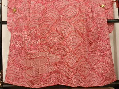 平和屋着物●豪華振袖　絞り　立波笹文　正絹　逸品　AABH6832ph