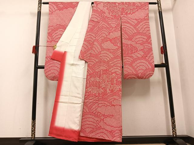 平和屋着物●豪華振袖　絞り　立波笹文　正絹　逸品　AABH6832ph 平和屋着物○豪華振袖 絞り 立波笹文 正絹 逸品 AABH6832ph