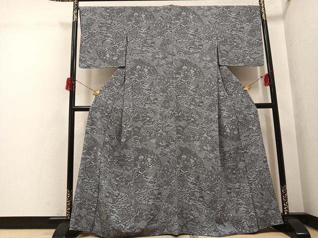 平和屋着物●上質な小紋　風景草木文　正絹　逸品　AABH6834ph