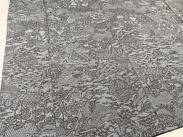 平和屋着物●上質な小紋　風景草木文　正絹　逸品　AABH6834ph