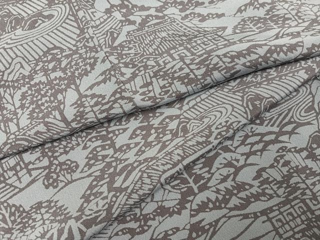 平和屋着物●上質な小紋　風景草木文　正絹　逸品　AABH6834ph