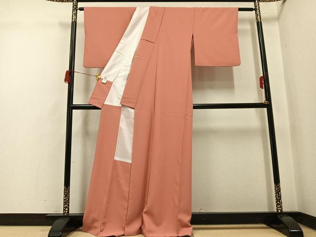 平和屋着物●色無地　ときがら茶色　洗える着物　AABH6836ph