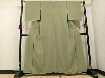 平和屋着物●上質な色無地　黄海松茶色　正絹　逸品　未使用　AABH6839ph