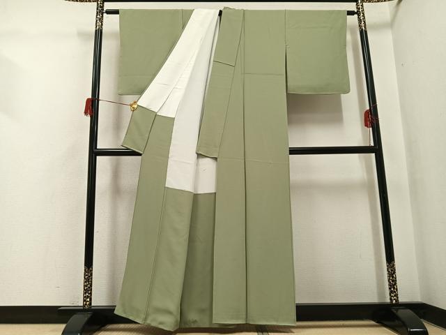 平和屋着物○上質な色無地 黄海松茶色 正絹 逸品 未使用 AABH6839ph