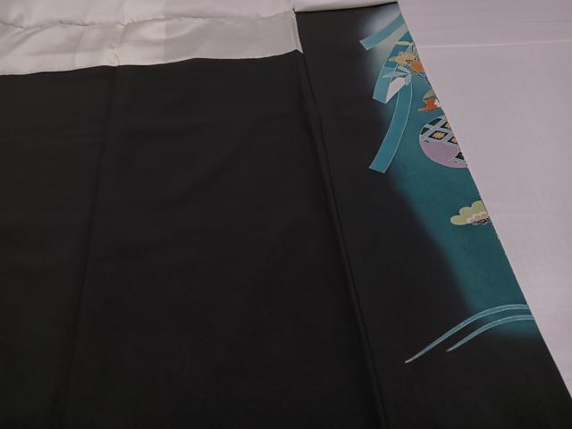 平和屋着物●豪華黒留袖　友禅　作家物　駒刺繍　吉祥草花文　暈し染め　金彩　正絹　逸品　AABH6841ph