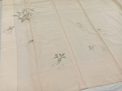 平和屋着物●長襦袢　無双仕立て　手描き　草花文　半衿刺繍　正絹　逸品　AABH6843ph
