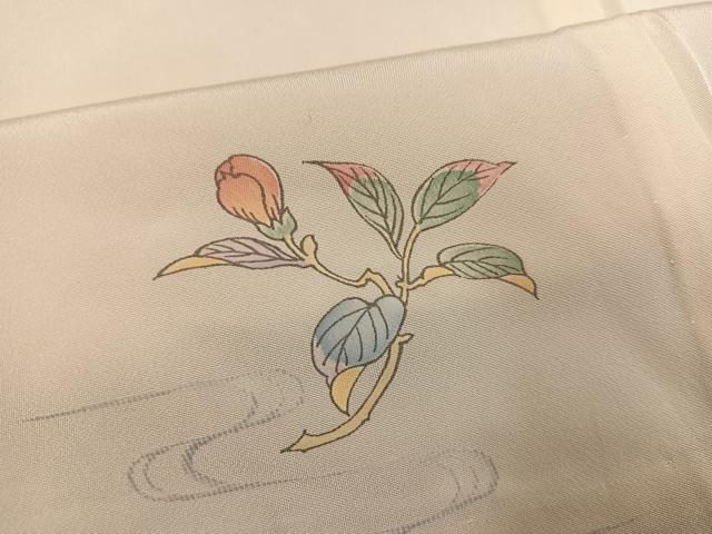平和屋着物●長襦袢　無双仕立て　手描き　草花文　半衿刺繍　正絹　逸品　AABH6843ph