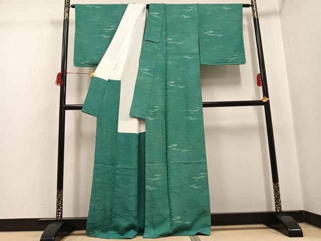 平和屋着物●幻の絹　黄金糸　京妃人　小島利造　お召　豊幡雲　丹後ちりめん　反端付き　正絹　逸品　未使用　AABH6844ph