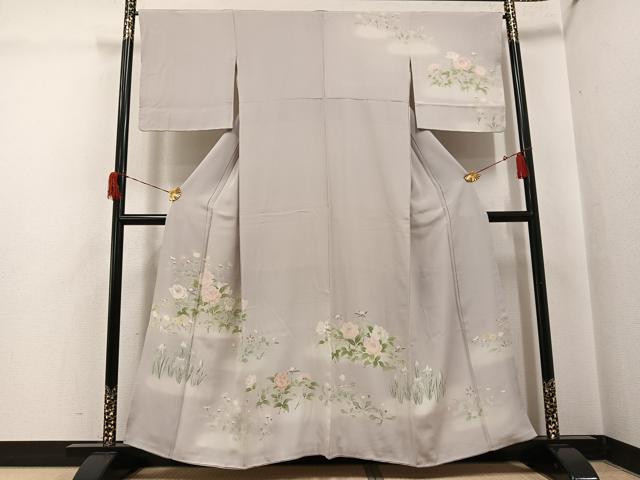 平和屋着物●訪問着　友禅　草花文　暈し染め　正絹　逸品　AABH6845ph