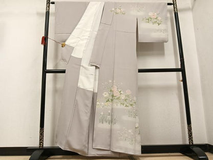 平和屋着物●訪問着　友禅　草花文　暈し染め　正絹　逸品　AABH6845ph