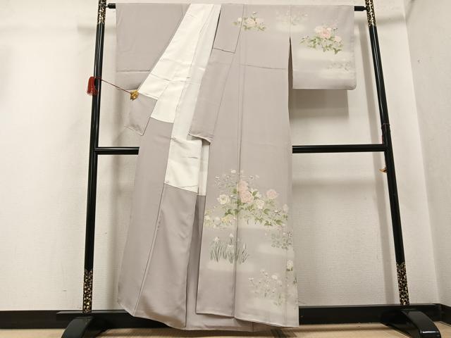 平和屋着物●訪問着　友禅　草花文　暈し染め　正絹　逸品　AABH6845ph