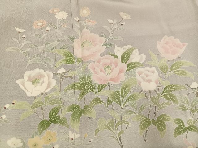 平和屋着物●訪問着　友禅　草花文　暈し染め　正絹　逸品　AABH6845ph
