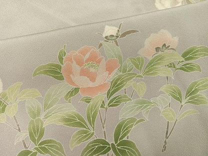 平和屋着物●訪問着　友禅　草花文　暈し染め　正絹　逸品　AABH6845ph