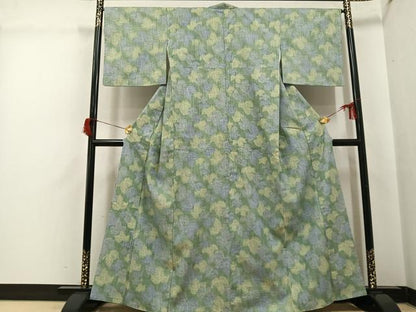 平和屋着物●本場結城紬　重要無形文化財　モロ入り　葉尽くし　正絹　逸品　AABH6846ph