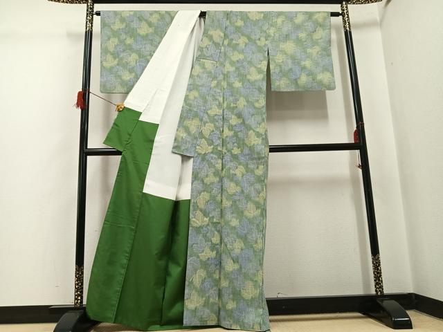 平和屋着物●本場結城紬　重要無形文化財　モロ入り　葉尽くし　正絹　逸品　AABH6846ph