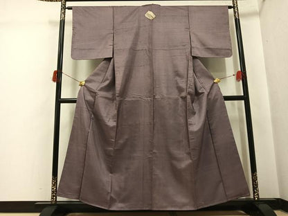 平和屋着物●上質な紬　色無地　鳩羽鼠色　正絹　逸品　未使用　AABH6847ph
