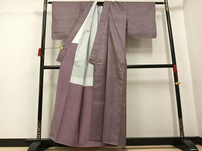 平和屋着物●上質な紬　色無地　鳩羽鼠色　正絹　逸品　未使用　AABH6847ph