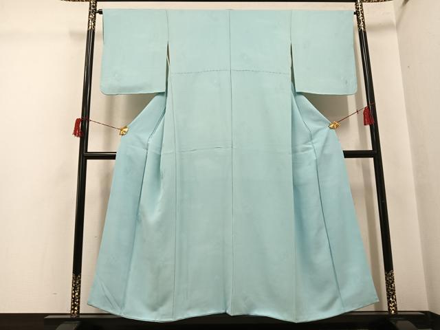 平和屋着物●上質な色無地　葡萄唐草地紋　錆青磁色　正絹　逸品　AABH6850ph