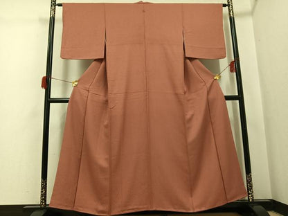 平和屋着物●上質な色無地　洗朱色　正絹　逸品　AABH6854ph