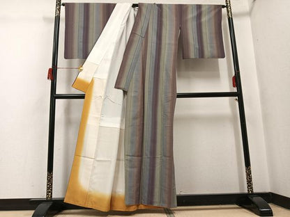 平和屋着物●上質な紬　亀甲間道　正絹　逸品　AABH6855ph