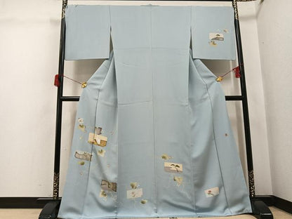 平和屋着物●訪問着　友禅　作家物　破れ色紙蔦の葉　鳥　草花　金彩　正絹　逸品　AABH6858ph