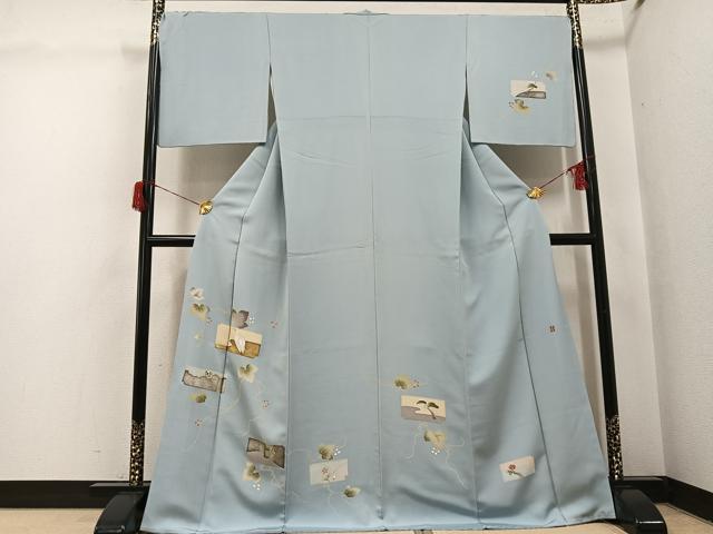 平和屋着物●訪問着　友禅　作家物　破れ色紙蔦の葉　鳥　草花　金彩　正絹　逸品　AABH6858ph