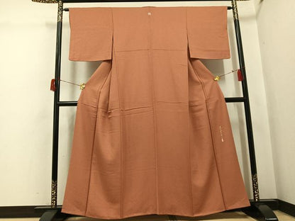 平和屋着物●本草木染作家　瑞寶　色無地　纁色　正絹　逸品　AABH6862ph
