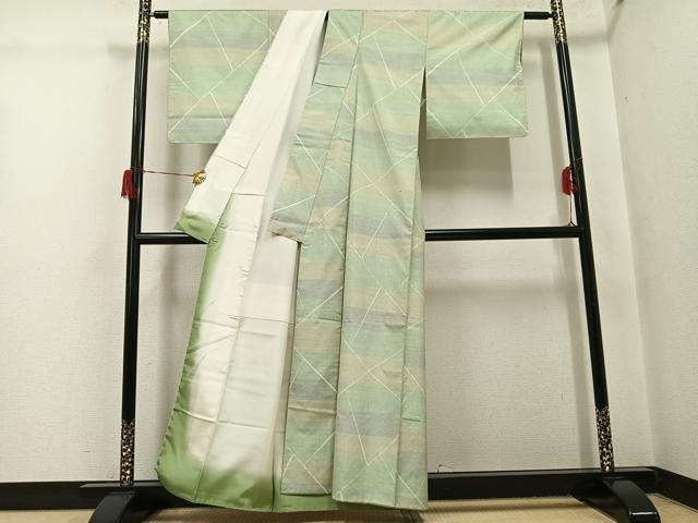 平和屋着物●本場大島紬　カタス9マルキ　幾何学文様　正絹　逸品　AABH6863ph