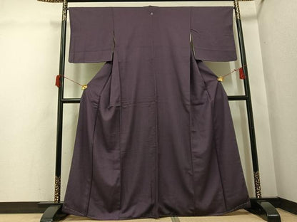 平和屋着物●お召　葡萄鼠色　正絹　逸品　未使用　AABH6867ph