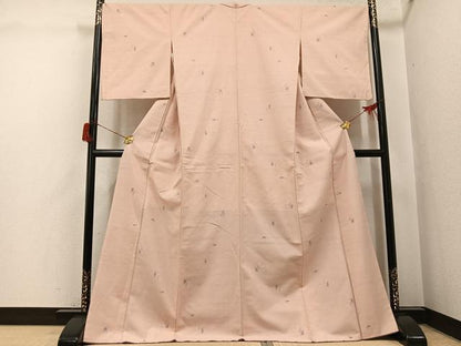 平和屋着物●上質な紬　花唐草文　正絹　逸品　AABH6869ph