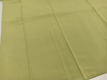 平和屋着物●上質な色無地　抹茶色　正絹　逸品　AABH6872ph