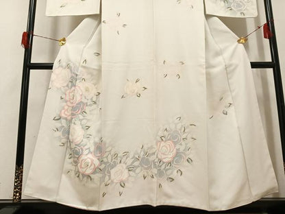 平和屋着物●訪問着　ろうけつ染め　草花文　暈し染め　正絹　逸品　AABH6873ph