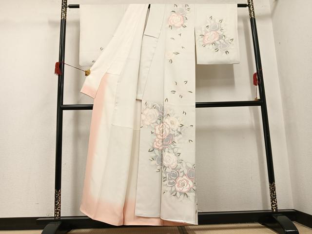 平和屋着物●訪問着　ろうけつ染め　草花文　暈し染め　正絹　逸品　AABH6873ph 平和屋着物○訪問着 ろうけつ染め 草花文 暈し染め 正絹 逸品
