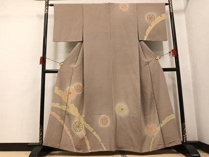 平和屋着物●訪問着　雪芝舞花文　暈し染め　金彩　正絹　逸品　AABH6875ph