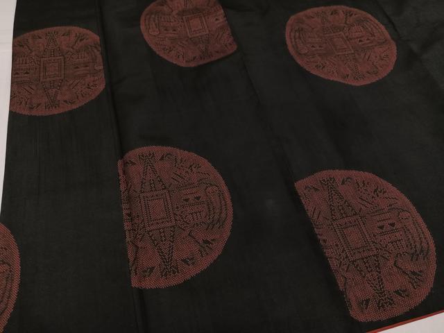 平和屋着物●本場大島紬　一元7マルキ　地空き　幾何学丸文　正絹　逸品　AABH6876ph 平和屋着物○本場大島紬 一元7マルキ 地空き 幾何学丸文 正絹 逸品